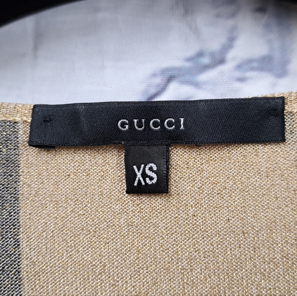 Gucci by Tom Ford Runway Gold Metallic Lurex Knit Long Sleeve Top Y2K  2000 XS - Picture 4 of 15